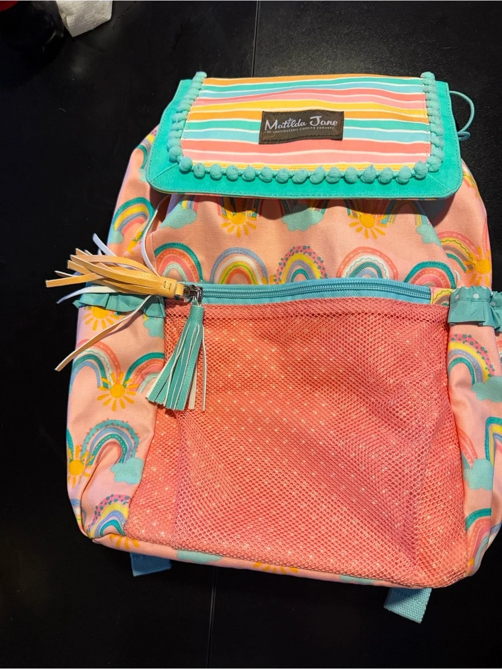 Matilda Jane Rainbow Color Splash swim bag Backpack in Coral Pink & Turquoise